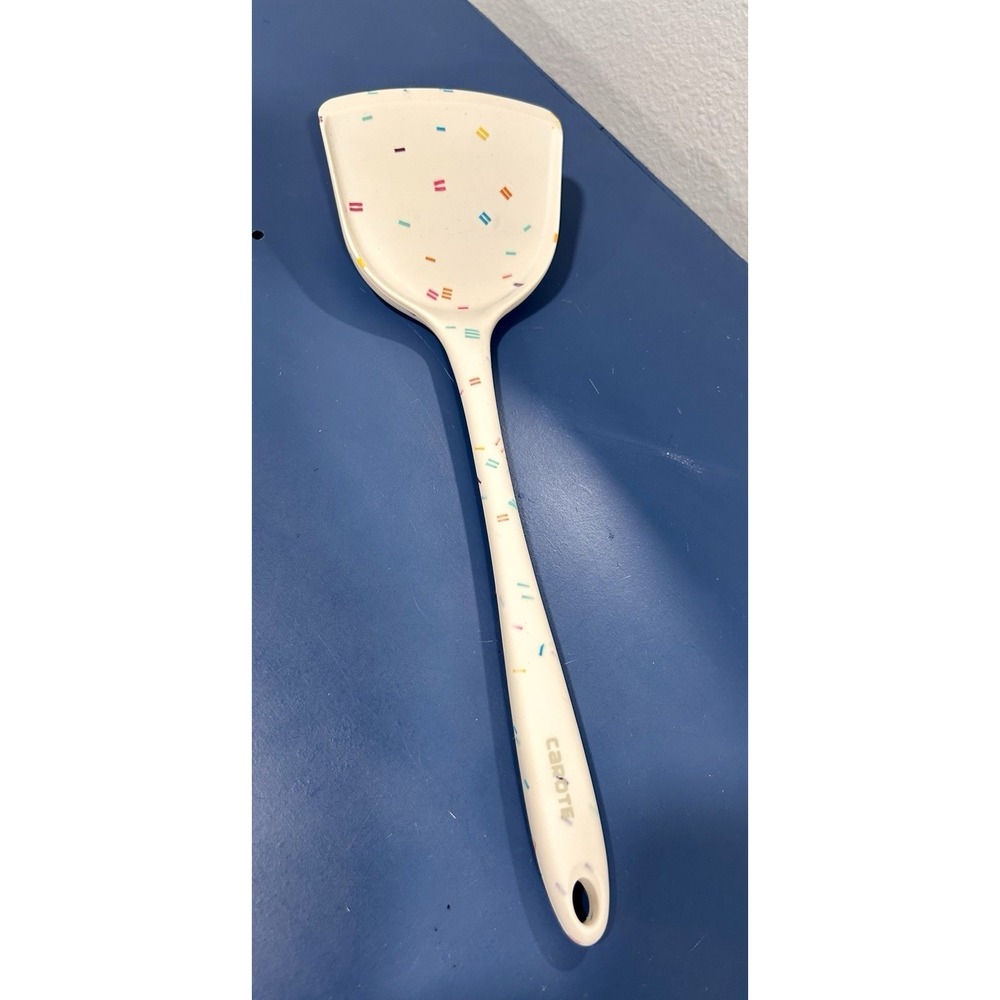CAROTE White Spatula Sprinkles Pattern Plastic Handle Multicolor Kitchen Utensil